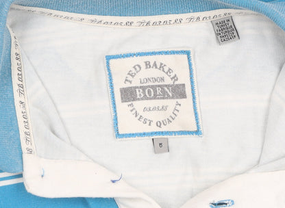 Ted Baker Men's Blue Striped Polo Shirt, Size 5