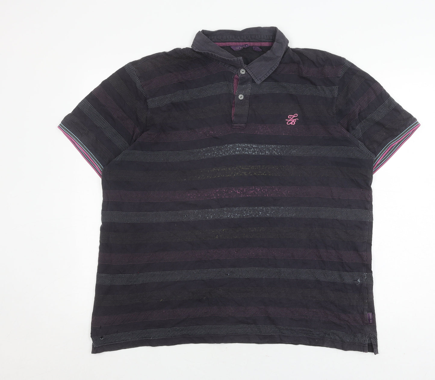 Ted Baker Men's Black Striped Polo Shirt, Size L