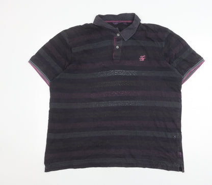 Ted Baker Men's Black Striped Polo Shirt, Size L