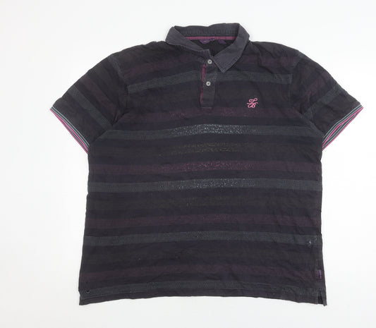 Ted Baker Men's Black Striped Polo Shirt, Size L