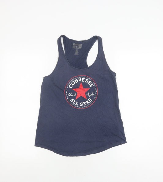 Womens UK Size S Converse Blue Basic Tank