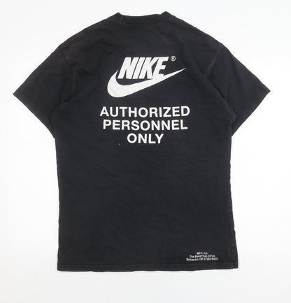 Nike Men's Black Cotton Logo T-Shirt M Casual