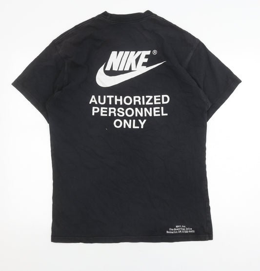 Nike Men's Black Cotton Logo T-Shirt M Casual