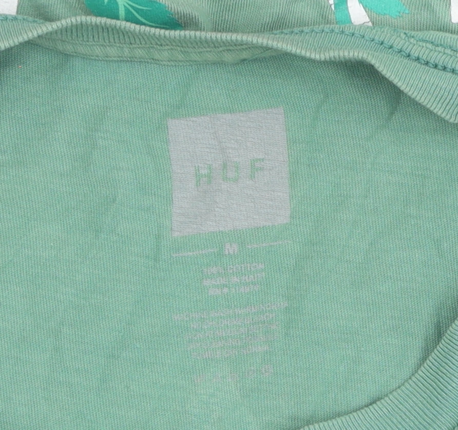 Mens UK Size M HUF Green  T-Shirt