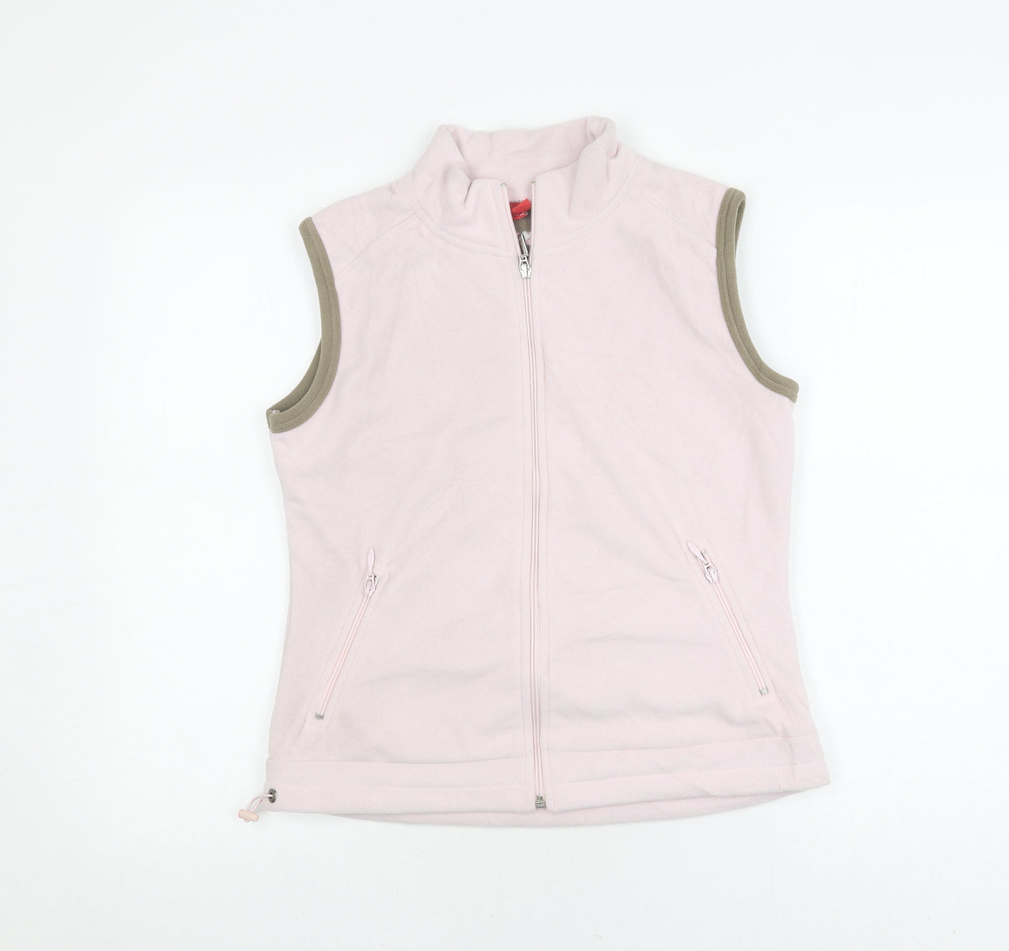 ELLE Women's Pink Waistcoat, M, Sleeveless, Full Zip