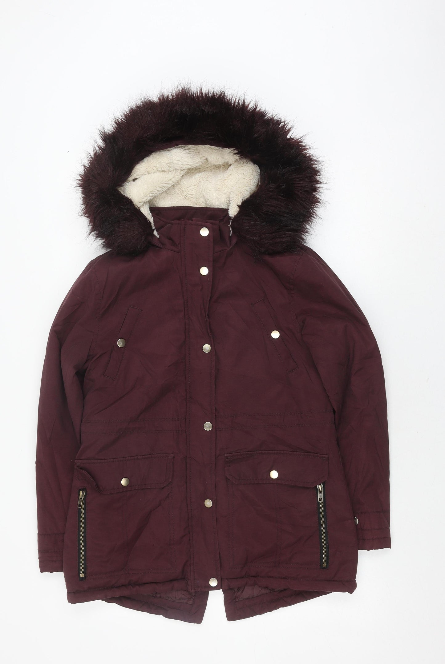 Candy Couture Girls Red Hooded Parka Coat - 13 Years