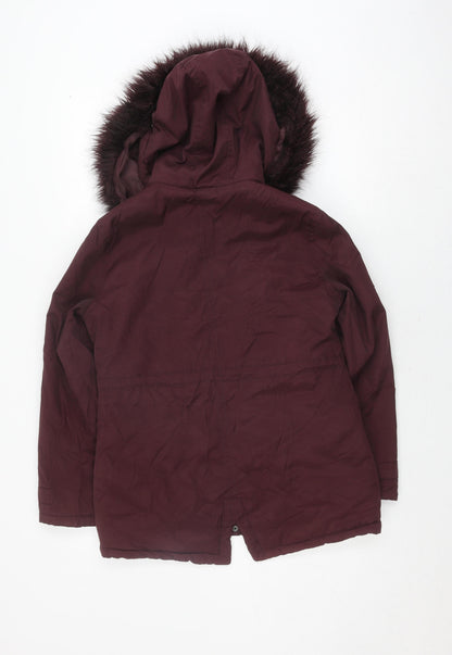Candy Couture Girls Red Hooded Parka Coat - 13 Years
