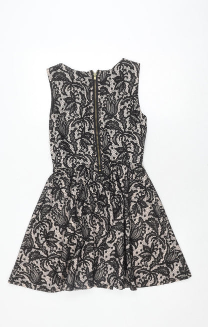 H&M Women's Black Floral Lace A-Line Dress Size 8