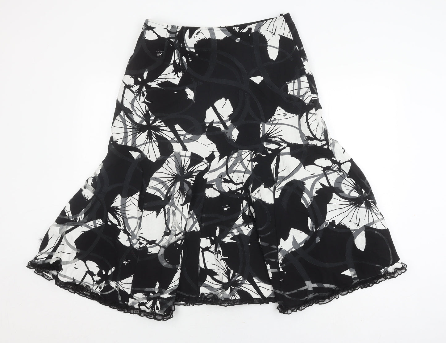 Marks and Spencer Women's Black Floral Skirt Size 14
