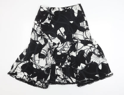 Marks and Spencer Women's Black Floral Skirt Size 14
