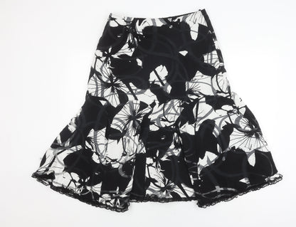 Marks and Spencer Women's Black Floral Skirt Size 14