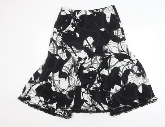 Marks and Spencer Women's Black Floral Skirt Size 14