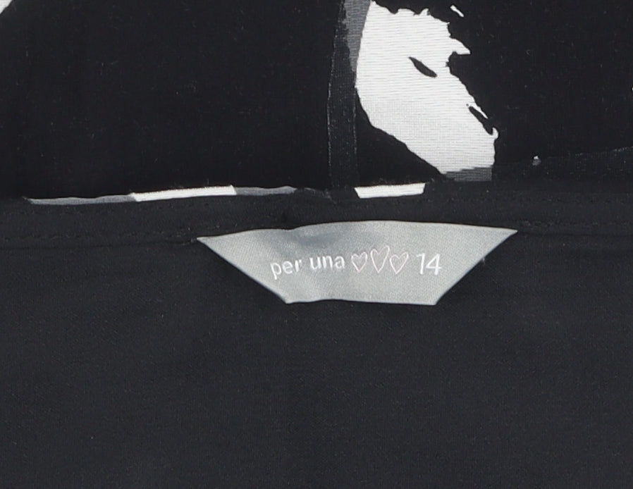 Marks and Spencer Women's Black Floral Skirt Size 14