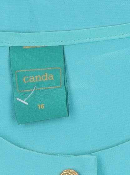 Womens UK Size 16 canda Blue Basic Blouse