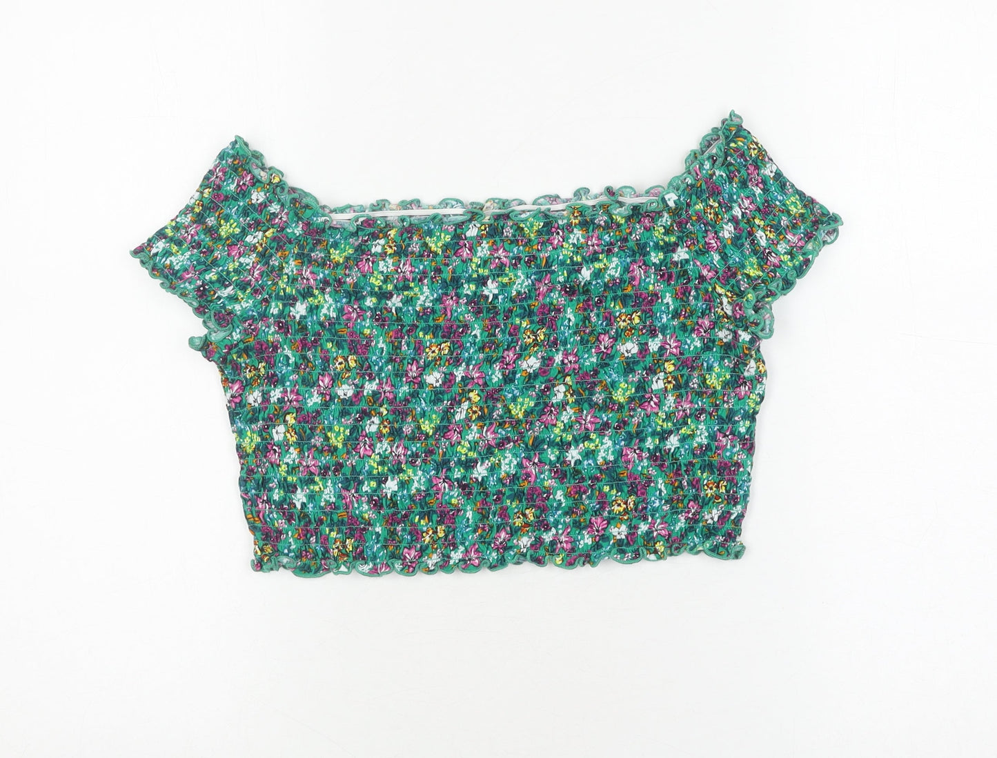 Womens UK Size L H&M Multicoloured Cropped Blouse