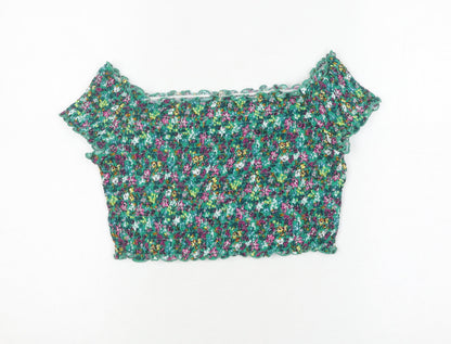 Womens UK Size L H&M Multicoloured Cropped Blouse