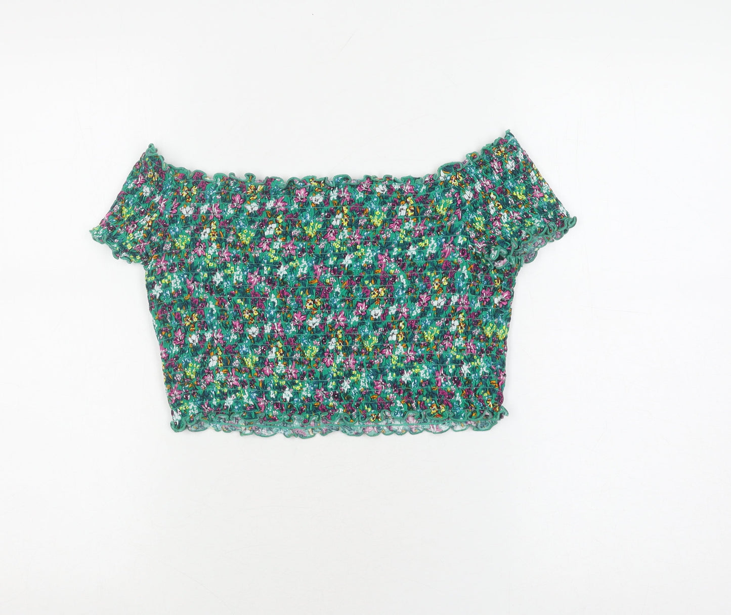 Womens UK Size L H&M Multicoloured Cropped Blouse