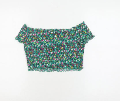Womens UK Size L H&M Multicoloured Cropped Blouse