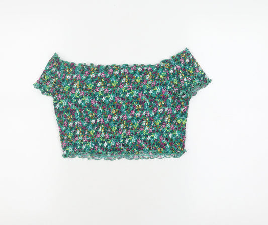 Womens UK Size L H&M Multicoloured Cropped Blouse