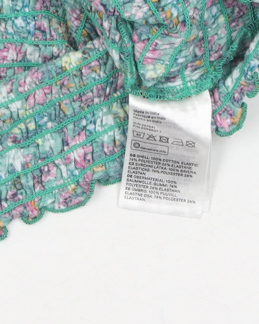 Womens UK Size L H&M Multicoloured Cropped Blouse
