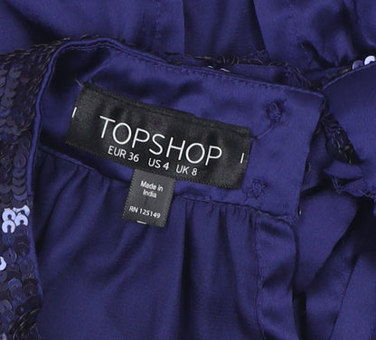 Womens UK Size 8 Topshop Blue Camisole Blouse