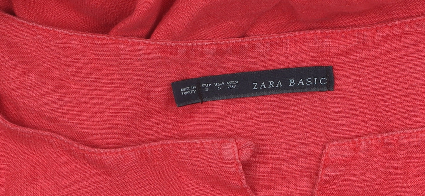Zara Basic Women's Red Shift Dress Size 8 Short Sleeve