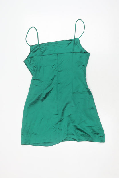 Zara Green Slip Dress Women Medium, Casual Party