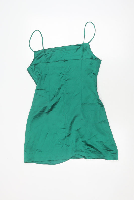 Zara Green Slip Dress Women Medium, Casual Party