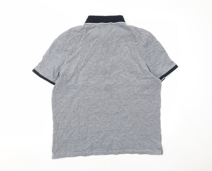 Marks and Spencer Men's Grey Polo Shirt L Cotton