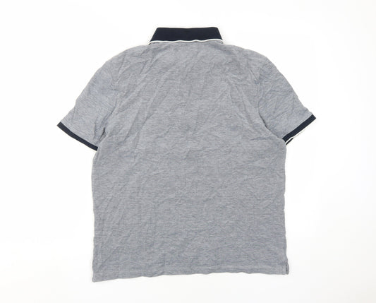 Marks and Spencer Men's Grey Polo Shirt L Cotton