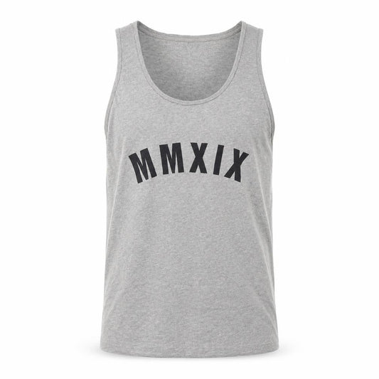 Front view of ASOS Grey Men's Sleeveless Logo T-Shirt, size L