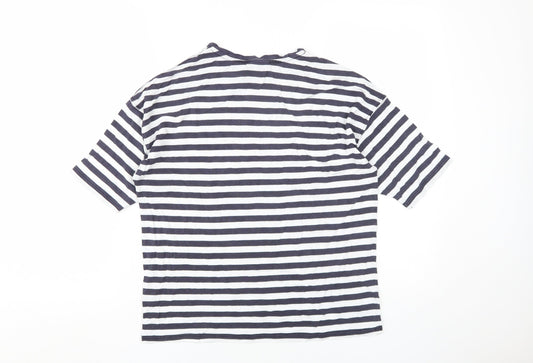 Autograph Women's Blue Striped T-Shirt Size 10