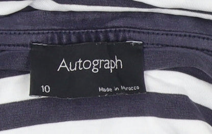 Autograph Women's Blue Striped T-Shirt Size 10