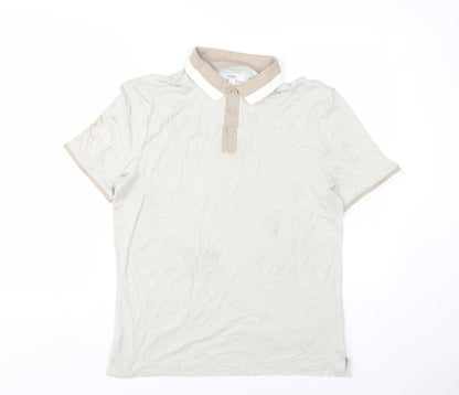 Marks and Spencer Men's Beige Polo Shirt Size S