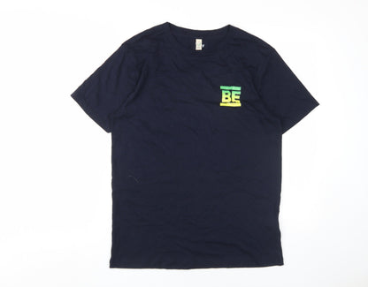 Mens UK Size S Earth Positive Blue  T-Shirt