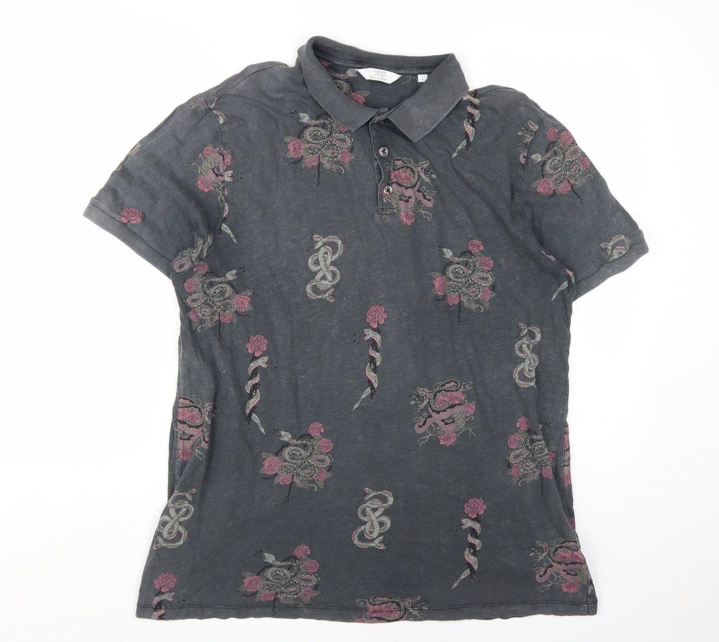 Next L Men's Dark Graphic Cotton Polo