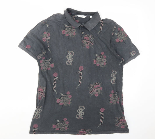 Next L Men's Dark Graphic Cotton Polo