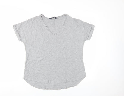 Womens UK Size 10 SOSANDAR Grey Basic T-Shirt