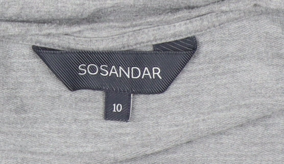 Womens UK Size 10 SOSANDAR Grey Basic T-Shirt