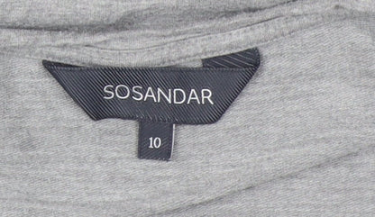 Womens UK Size 10 SOSANDAR Grey Basic T-Shirt