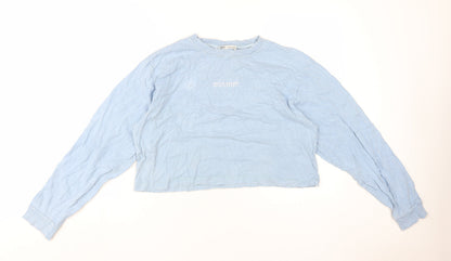 Unisex Adults UK Size S Pull&Bear Blue Cropped T-Shirt