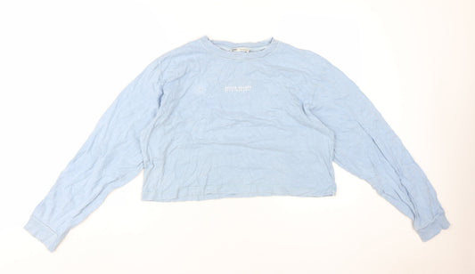Unisex Adults UK Size S Pull&Bear Blue Cropped T-Shirt