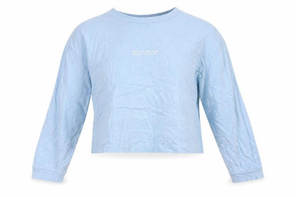 Unisex Adults UK Size S Pull&Bear Blue Cropped T-Shirt