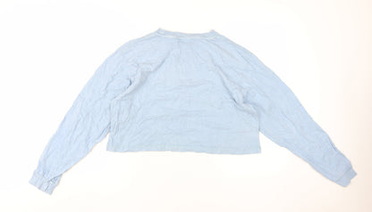 Unisex Adults UK Size S Pull&Bear Blue Cropped T-Shirt