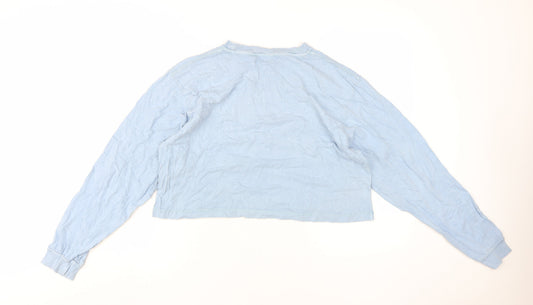 Unisex Adults UK Size S Pull&Bear Blue Cropped T-Shirt