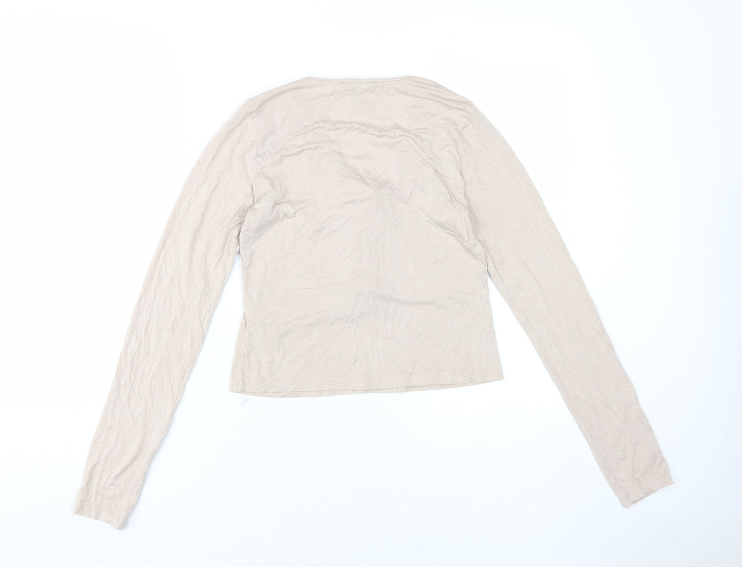 Womens UK Size L FOREVER 21 Beige Basic T-Shirt