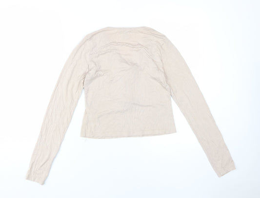 Womens UK Size L FOREVER 21 Beige Basic T-Shirt
