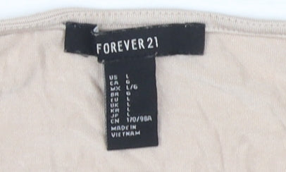 Womens UK Size L FOREVER 21 Beige Basic T-Shirt