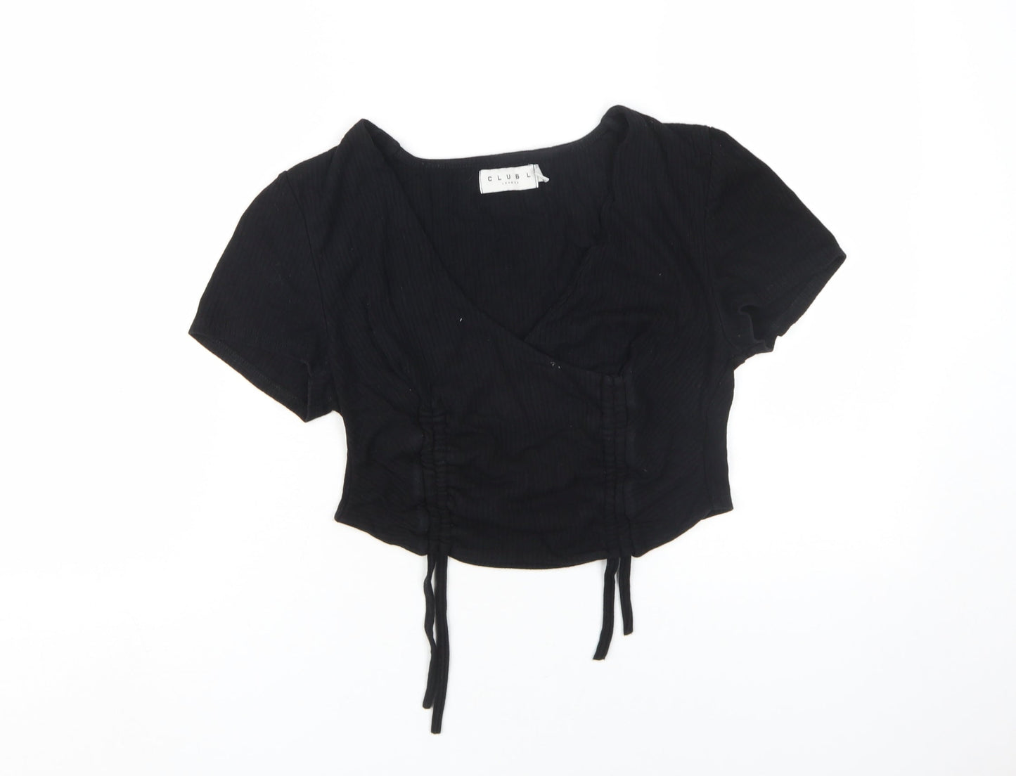 Club L London Black Cropped Blouse Women Size 12