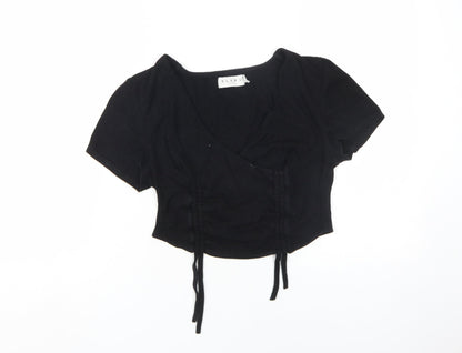 Club L London Black Cropped Blouse Women Size 12